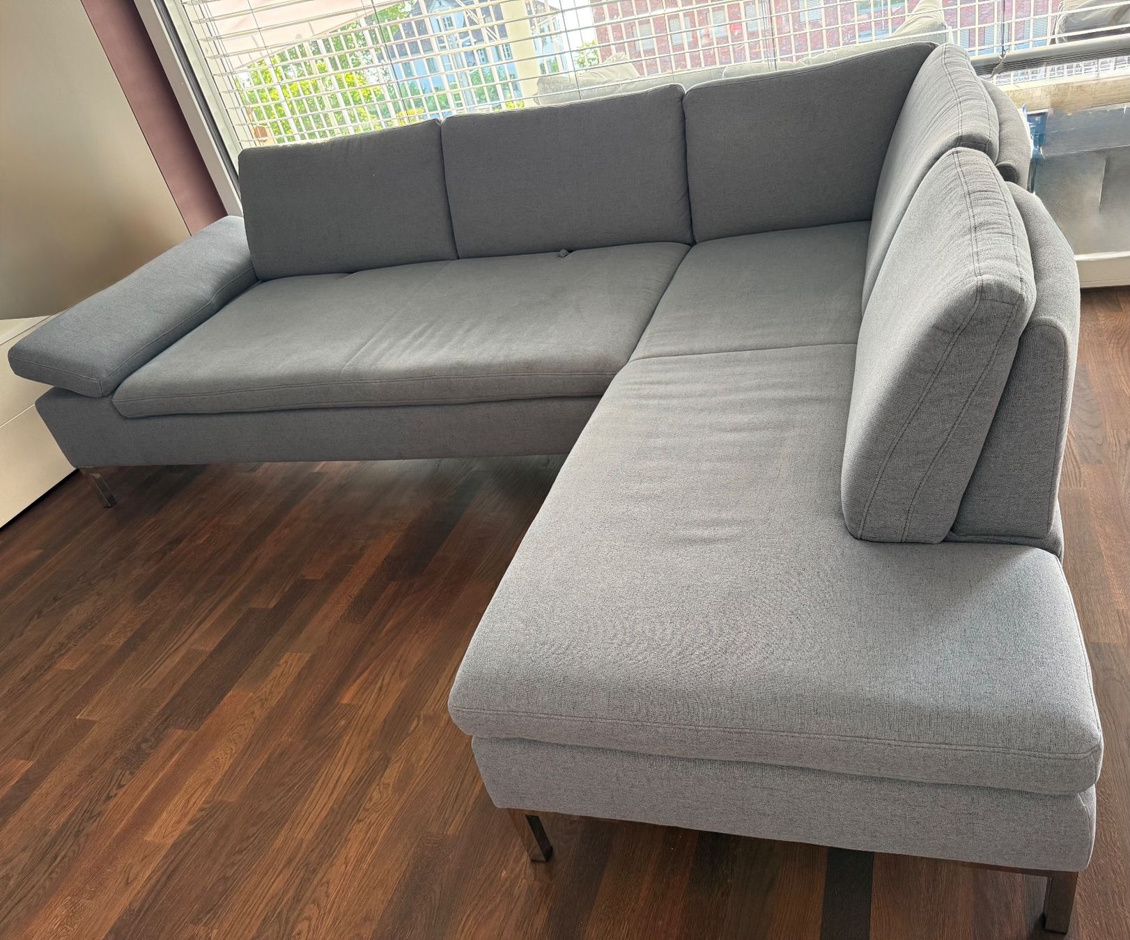 Sofas: Ecksofa aus Stoff, grau – D'occasion à Zug par snowwhite5 5