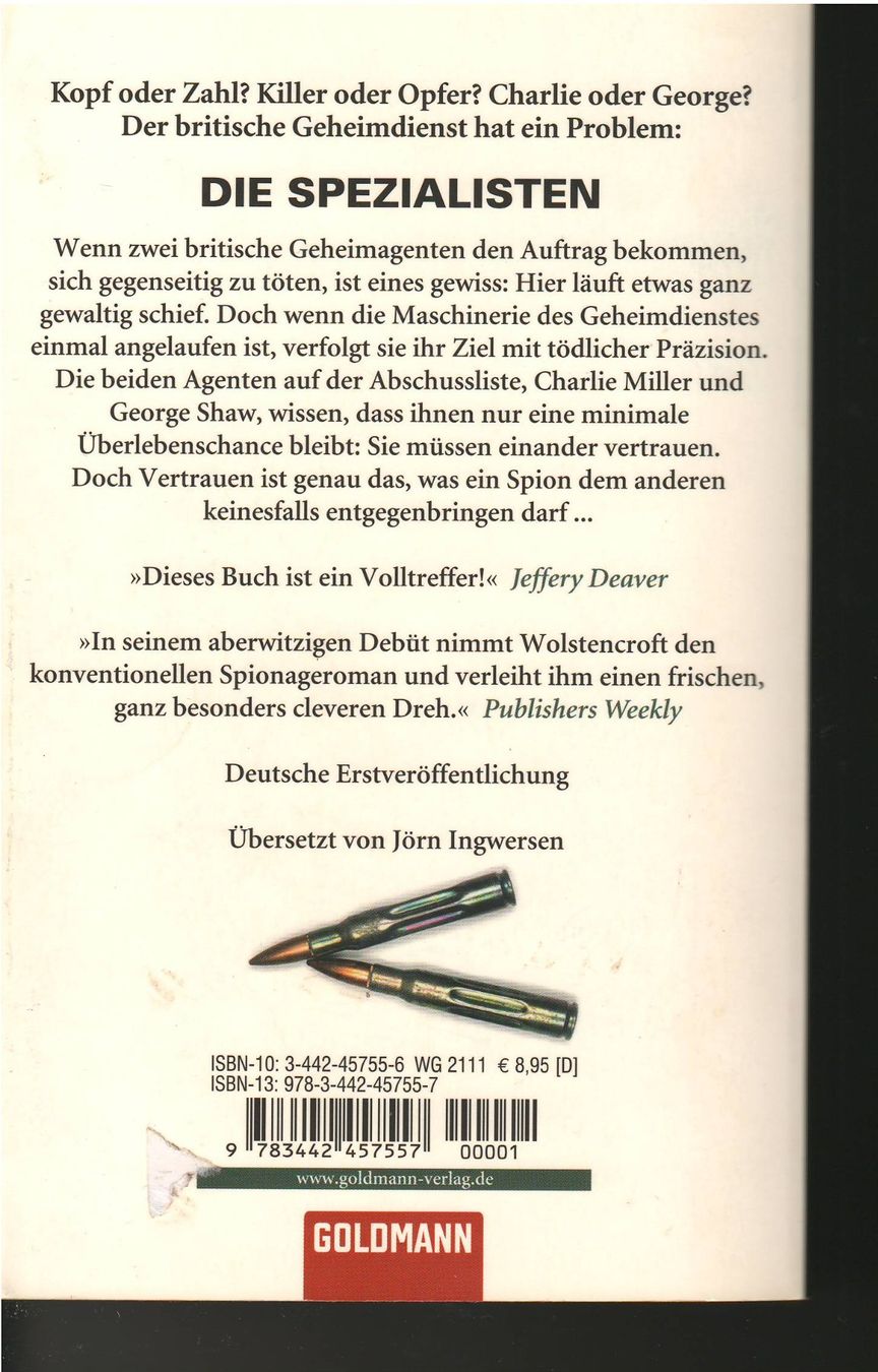 Libri: David Wolstencroft  -  Die Spezialisten – Usato da Lyss venduto da Zon 1