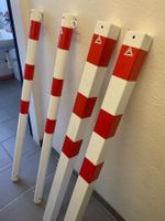 4 STK,Absperrpfosten aus Stahl 2xRund 2x4Eckig