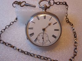 Taschenuhr Englisch, Silber, läuft.