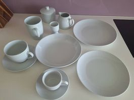 Teller und Tassenset 6er Set Weiss