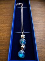 925 Silberkette mit Kristall-Anhänger in Blau