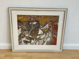 Alois Carigiet 1974, Der Gaden Kunstdruck, signiert, 81/1800