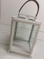 Laterne, Windlicht aus Metall/Glas, weiss, neuwertig