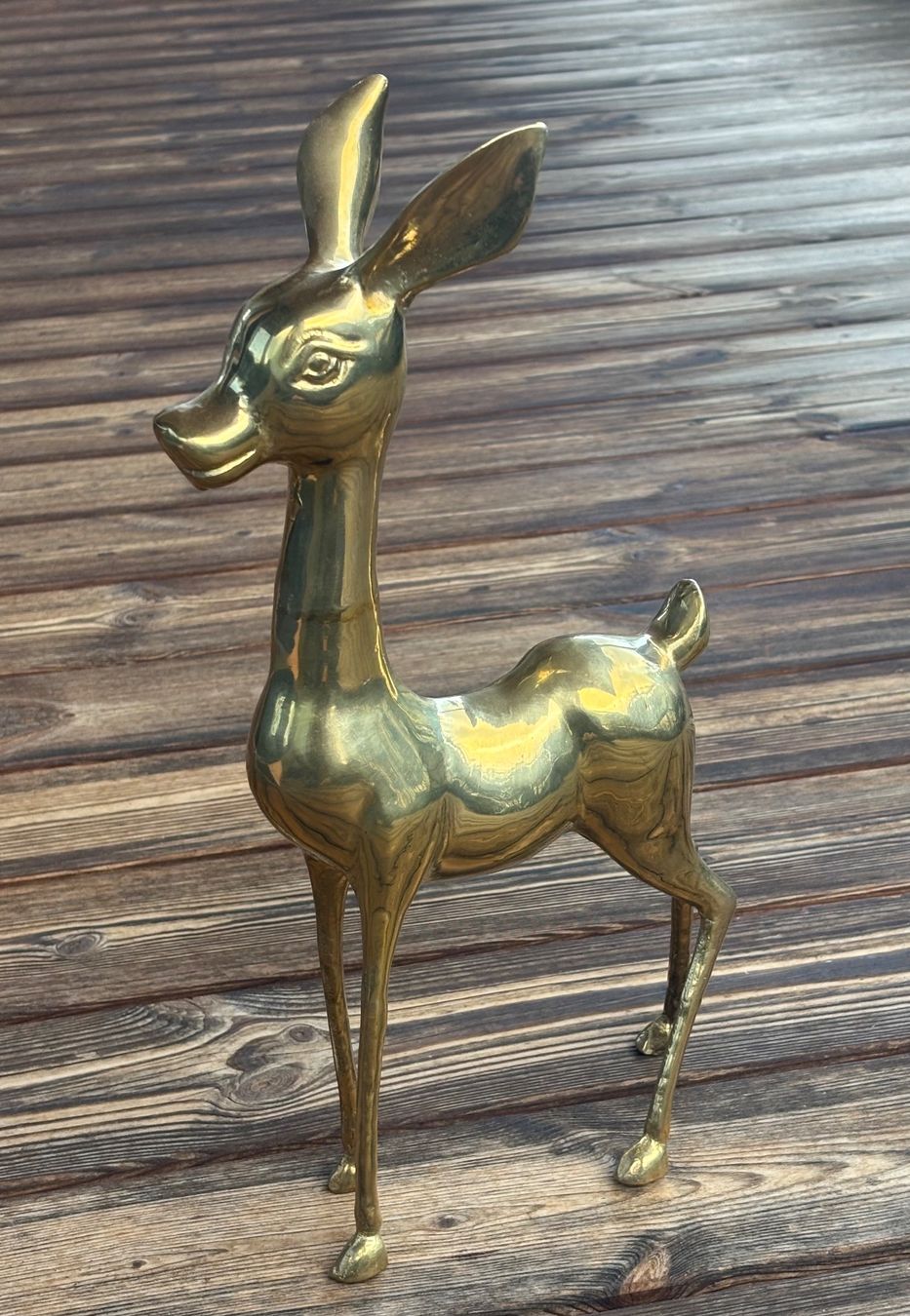 Statuette: grosses Rehkitz solider Messingguss poliert – Usato da Lüchingen venduto da Eeizo 2