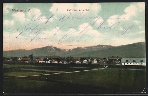 Cartoline postali: Wangen a. A., General-Ansicht aus der Vo – Usato da Berlin venduto da bartko-reher