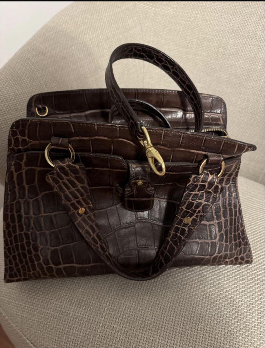 Borse da donna: Aigner Brown Leather Croco Bag, Excellent Condition! – Usato da Rüschlikon venduto da luc_q2tl 1
