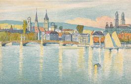 Zürichsee Zürich ORIG. LITH. V. E. STIEFEL