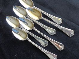 * 6 X CUILLERES A CAFE JEZLER MUGUET ARGENT 800 COMME NEUF