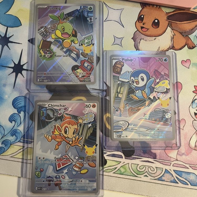 First Partner Pokémon cards Piplup, Chimchar and Turtwig (Neu (gemäss ...