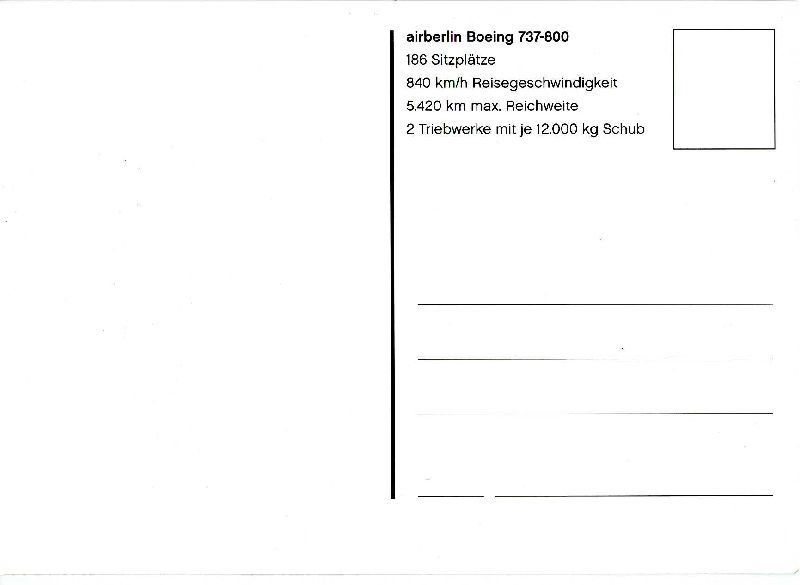Cartoline postali: Air Berlin + ca. 2005 – Usato da Emmenbrücke venduto da teestube 1