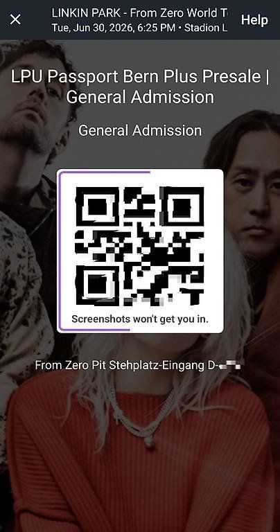 Biglietti: 1x FROM ZERO PIT - Linkin Park - Letzigrund 30.06.2026 – Nuovo e nell'imballaggio originale da Buchs ZH venduto da SorahTastic 2