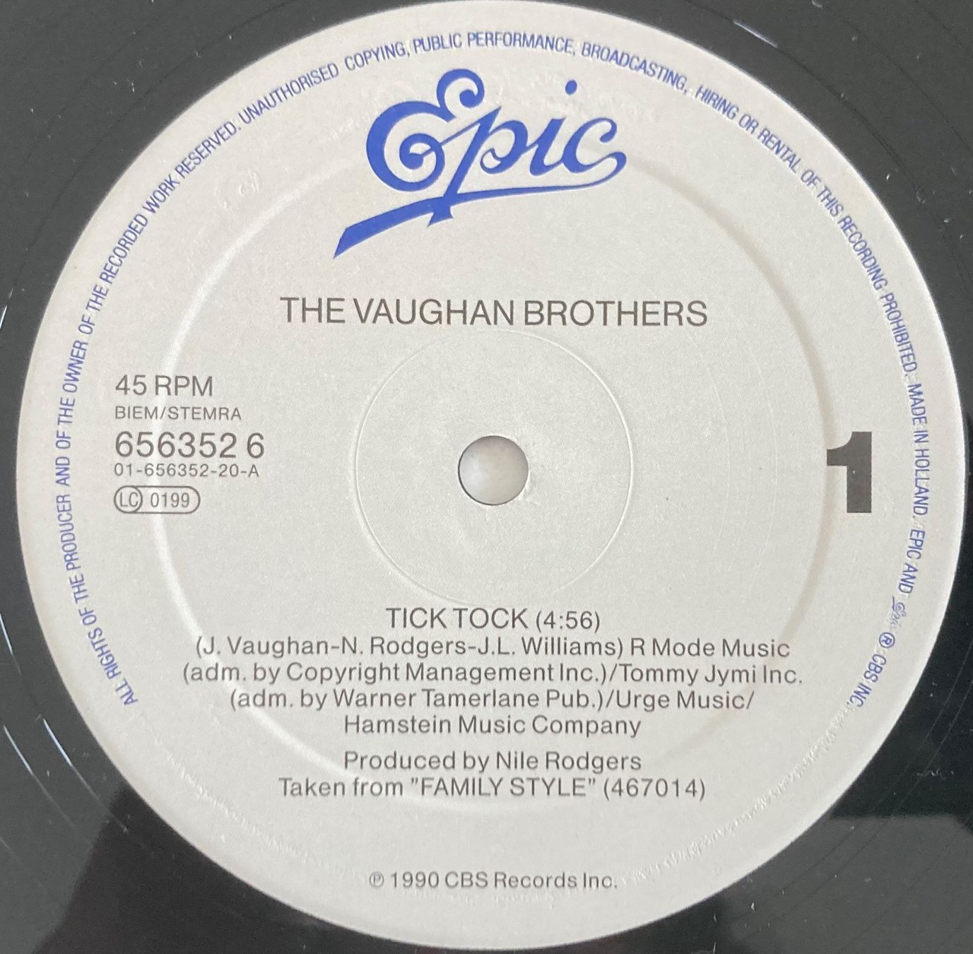 Dischi in vinile: THE VAUGHAN BROTHERS - TICK TOCK – Usato da Poliez-Pittet venduto da Newtown-Records 2