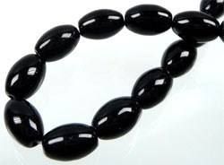 Perlen Glas oval 12x8mm schwarz 1 Strang