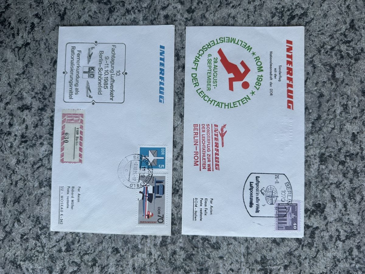 Tutti i francobolli: 32 Briefe Sonderkarten Interflug Sonderstempel DDR – Usato da Wettingen venduto da Phibras 4