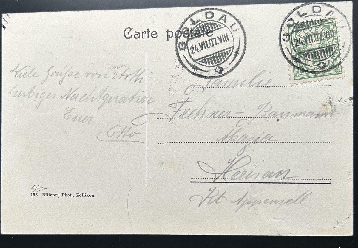 Cartoline postali: Arth am See 1907 – Usato da Horw venduto da Tellbub 1