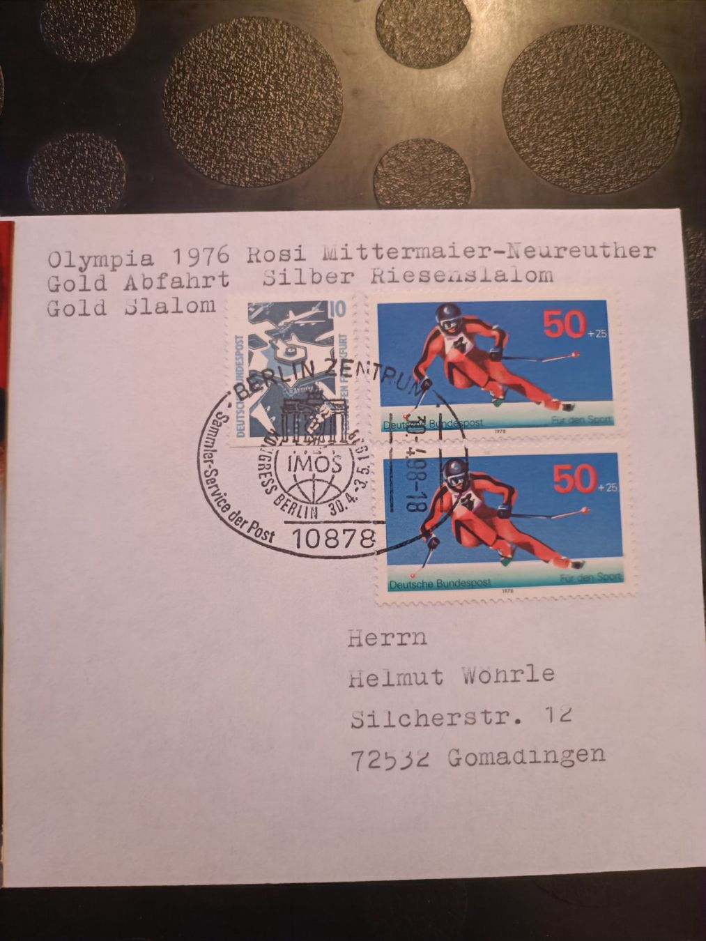Autografi: Rosi Mittermaier - handsignierte mit Sonderstempel FDC – Usato da Menziken venduto da Artographs 1