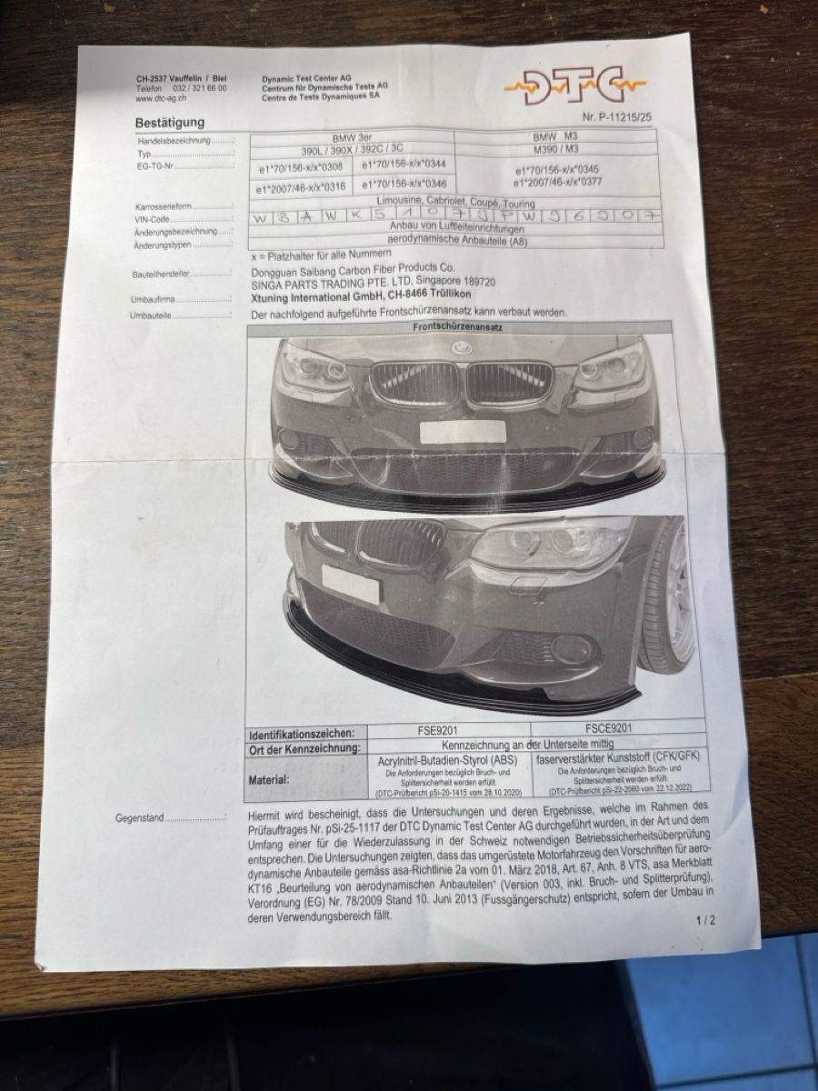 BMW Alle Ersatzteile: Frontspoiler Lippe BMW E92/E93 – Gebraucht aus Beinwil Freiamt von Kampfzwerg06 1