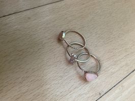 Drei Ringe Set mit Steinen in Roségoldfarben neu