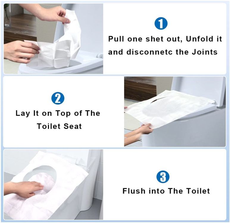 10 Stk Beutel Toilettensitzbezüge Papier spülbar Einweg Reisen Tragbar