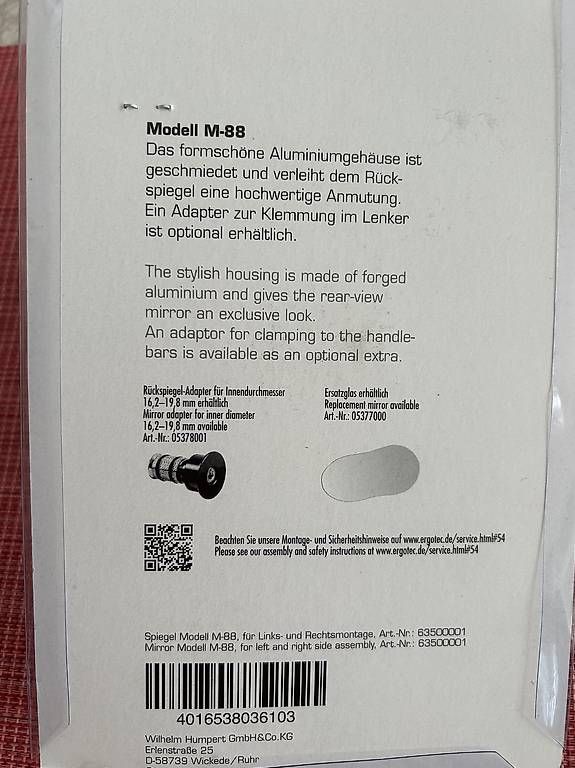 Specchi: Ergotec Spiegel M-88 NEU – Usato da Basel venduto da rzehak 1