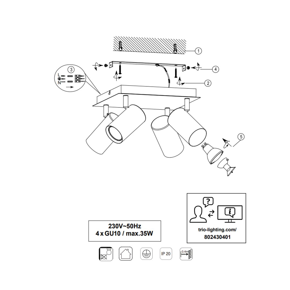Lampade: Deckenstrahler, Quadratisch, 4er Spot – Nuovo (secondo la descrizione) da Kreuzlingen venduto da Smart-Light 3