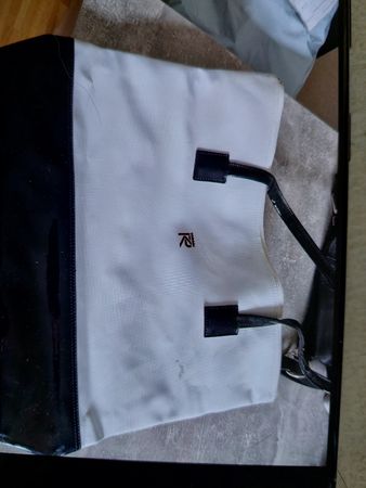 Tasche Stoff Leder Mix schwarz weiss guter Zustand