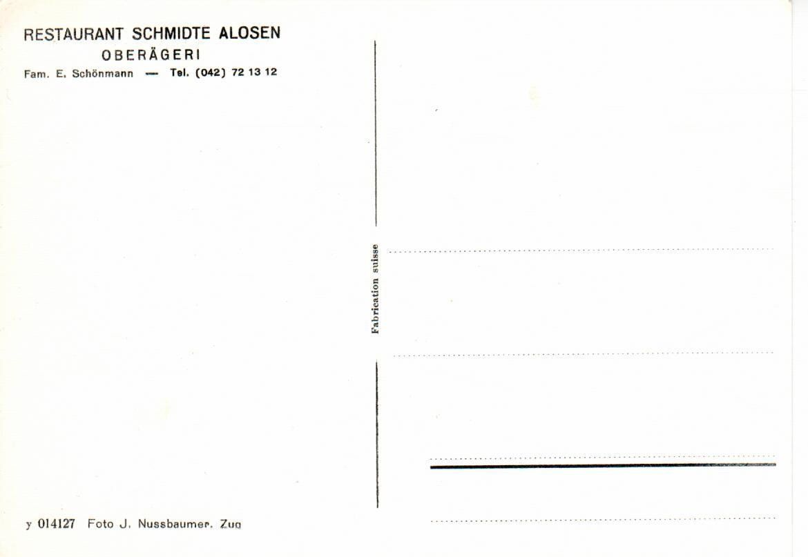 Cartoline postali: Restaurant Schmidte Alosen - Oberägeri – Usato da Wolhusen venduto da Curver9 1