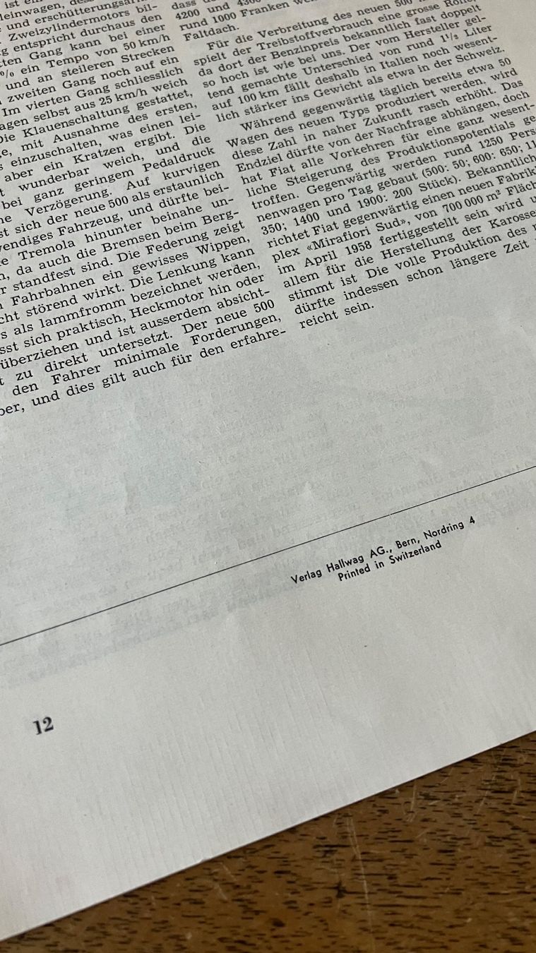 Fiat Autos: Fiat 500 prospectus 1957 – Gebraucht aus St-Cierges von LeRegain 1