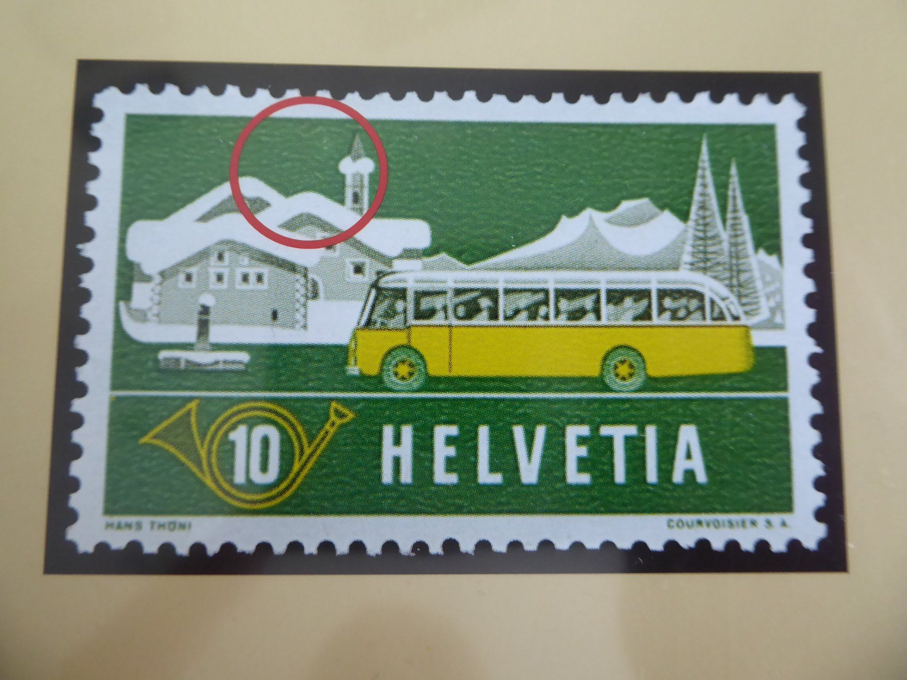 Tutti i francobolli: § SCHWEIZER ABARTEN    Retusche neben Kirchturm – Usato da Rothrist venduto da swisstools 2