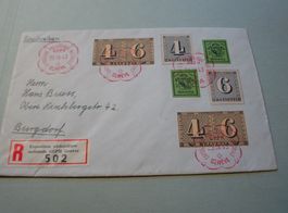 Toll frankierter Brief 1943, mit 6 Blockausschnitten, rotero