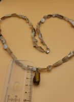 Muschelkern  mit Tigerauge Anhänger Mit Silber Verschluss