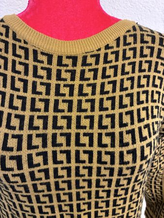Strickkleid gemustert senfgelb / schwarz Grösse S