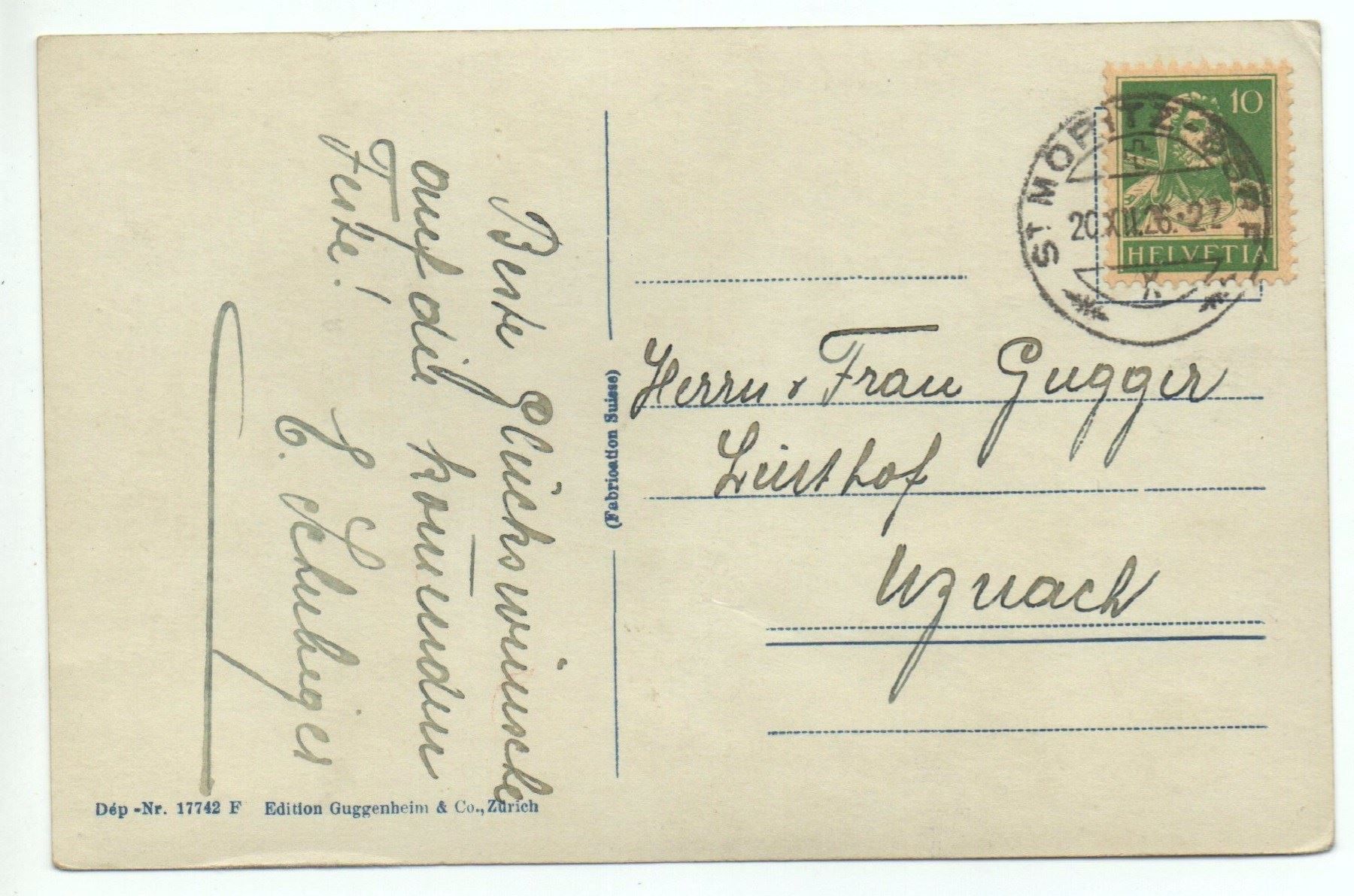 Cartes postales: ST. MORITZ Mädchen beim Eislaufen - E. Guggenheim – D'occasion à Jona par philajona 1