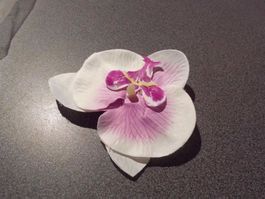 Haarspange Blüte, gross, weiss/violett