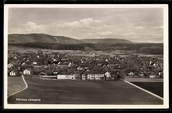 Cartoline postali: Möriken /Aargau, Teilansicht mit Kirche – Usato da Berlin venduto da bartko-reher