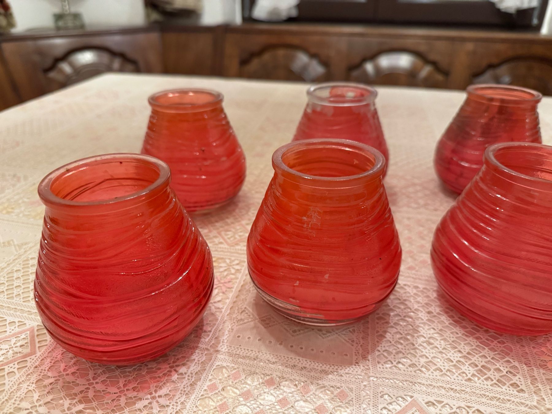 Portacandele: 8 rote  Teelichthalter, Windlichter, Glas gebraucht – Usato da Winterthur venduto da sportdisco2 1