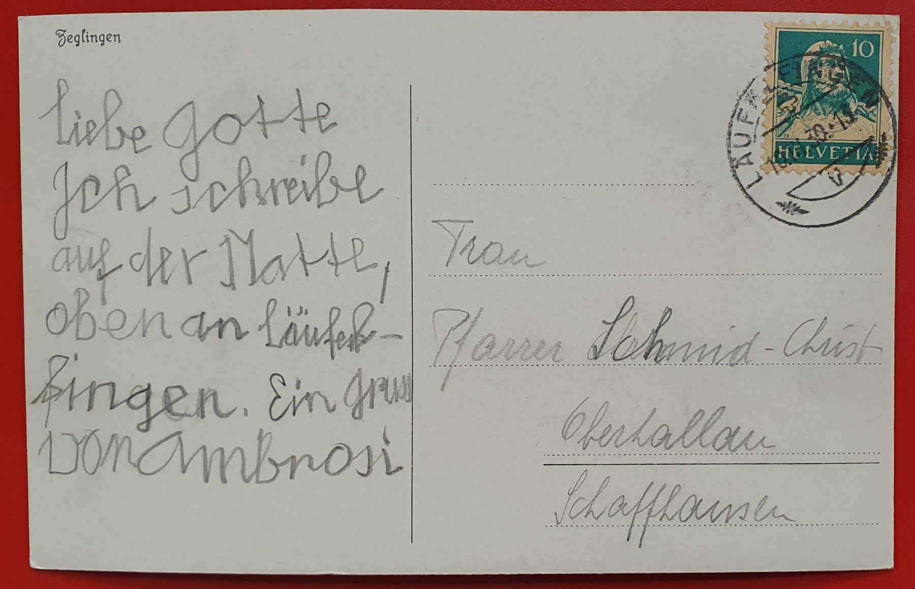 Cartoline postali: Zeglingen 1930 – Usato da Kreuzlingen venduto da Rschweiz1 1