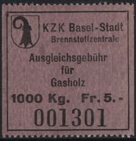 5 Fr. Fiskalmarke vom Kanton BASEL STADT