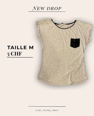 T-shirt gris chiné avec poche noire