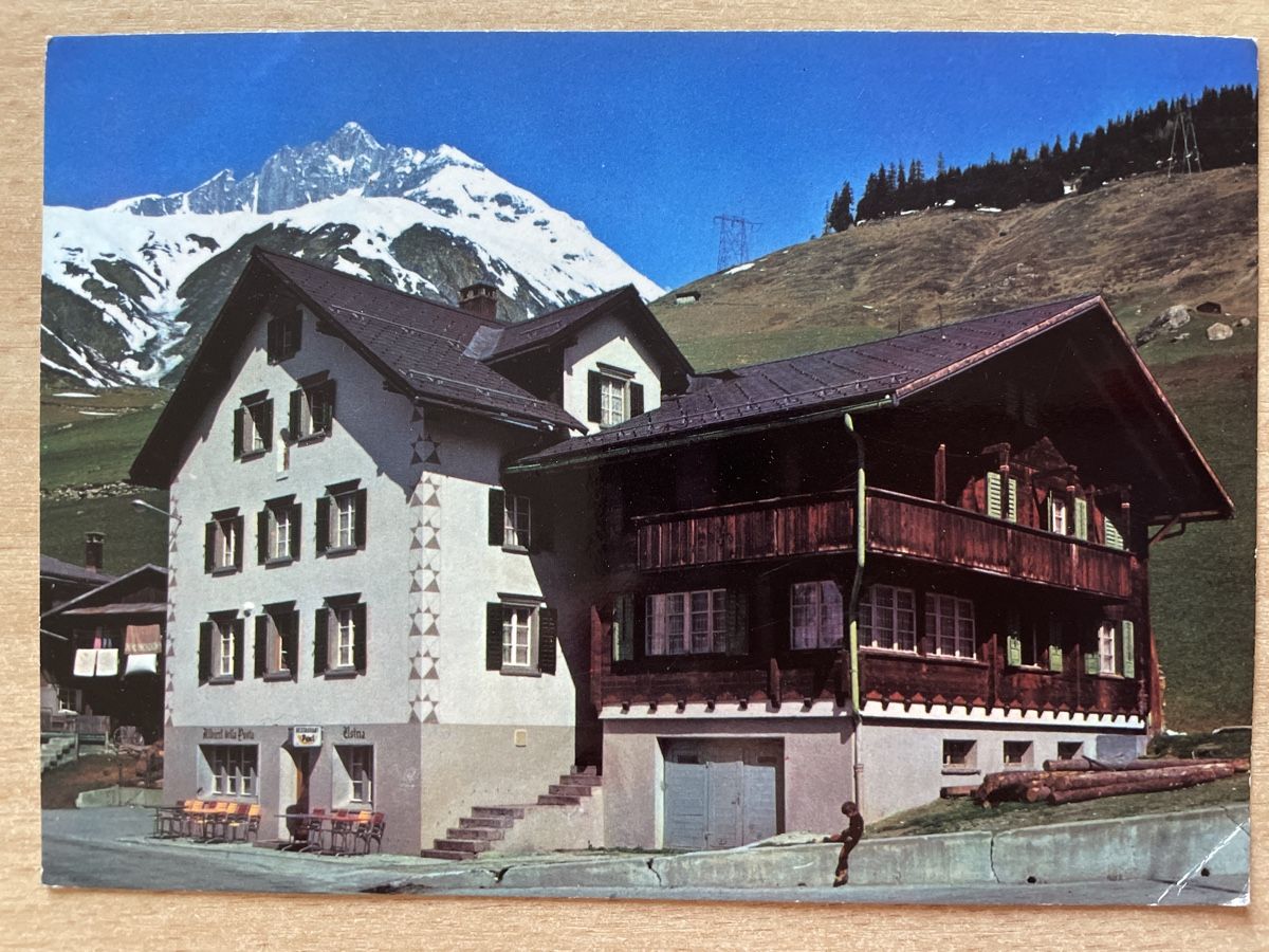 Ansichtskarten: Alte Ansichtskarte Gasthaus Post Rueras, Disentis-Andermatt – Gebraucht aus Neuhausen am Rheinfall von Arielle55