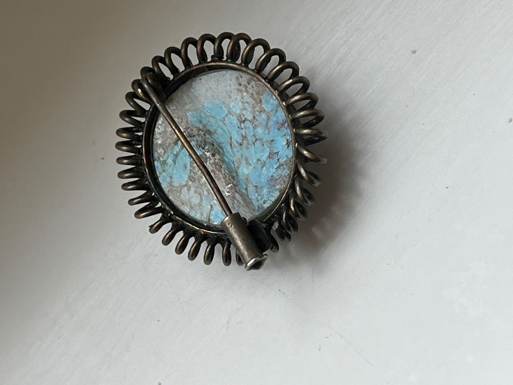 Broche Argent 925 Turquoise - Fabrication Israël - 11,7 Grammes