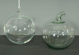 Vintage Glas-Apfel und Glaskugel zum Hängen für Kakteen