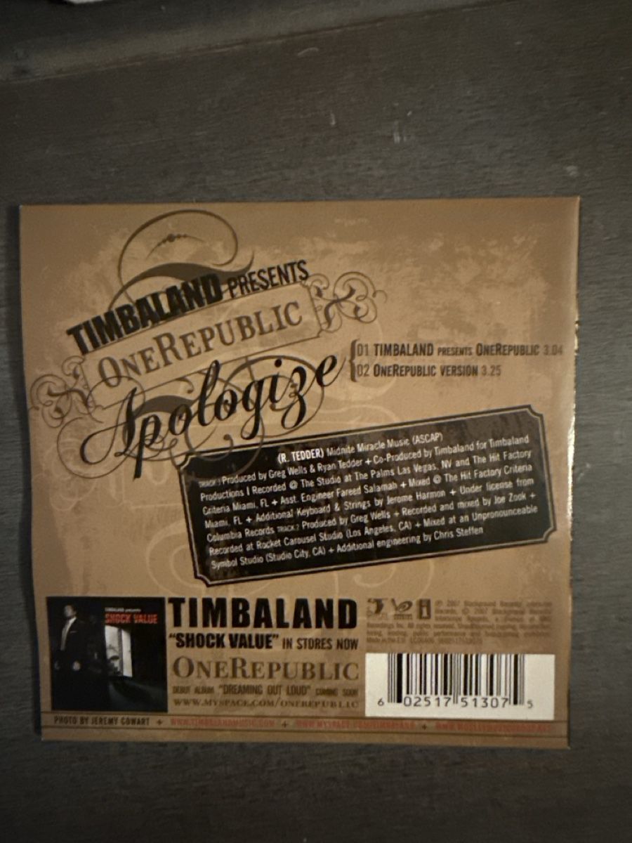 CD: OneRepublic - Apologize CD Single - Timbaland Presents – Usato da Genève venduto da fat_8jwz 1