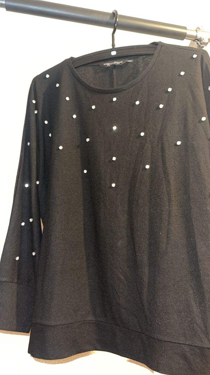 Maglioni & Felpe: Pullover/ Shirt Schwarz mit Steinen Gr 44 – Usato da Oftringen venduto da tola19 1