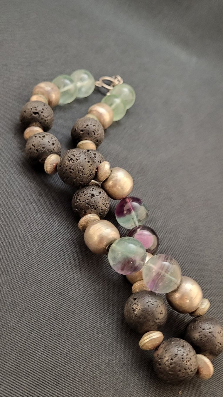 Catenine: Collier Lava / Fluorit / Silber – Usato da Basel venduto da spinne02 3