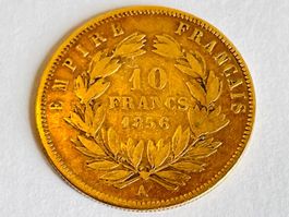 Pièce de 10 francs en or 1856 empereur Napoléon |||
