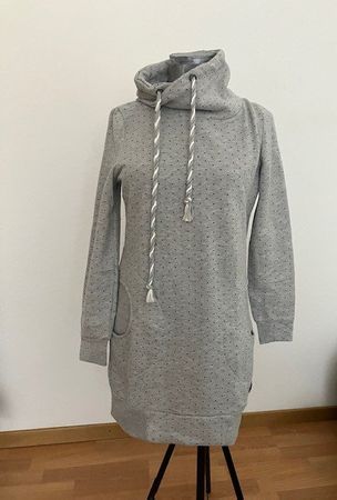 Robe sweat grise à pois avec col montant T S chicorée
