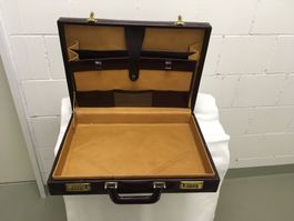 Aktenkoffer Leder aus echte Leder braun mit Zahlenschloss gu
