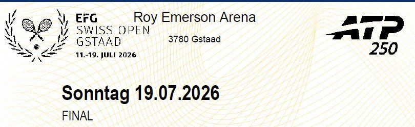 Banknoten: Ticket Swiss Open Gstaad Final Sonntag - Tribune E2 R9 – Neu und originalverpackt aus Savièse von Benoit73 2